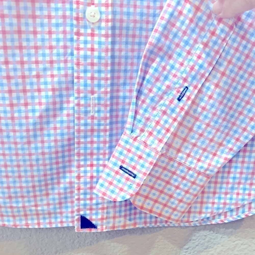UNTUCKit Boys Size 14 Long Sleeve 100% Cotton Blue and Pink Plaid Pattenn - Picture 9 of 11
